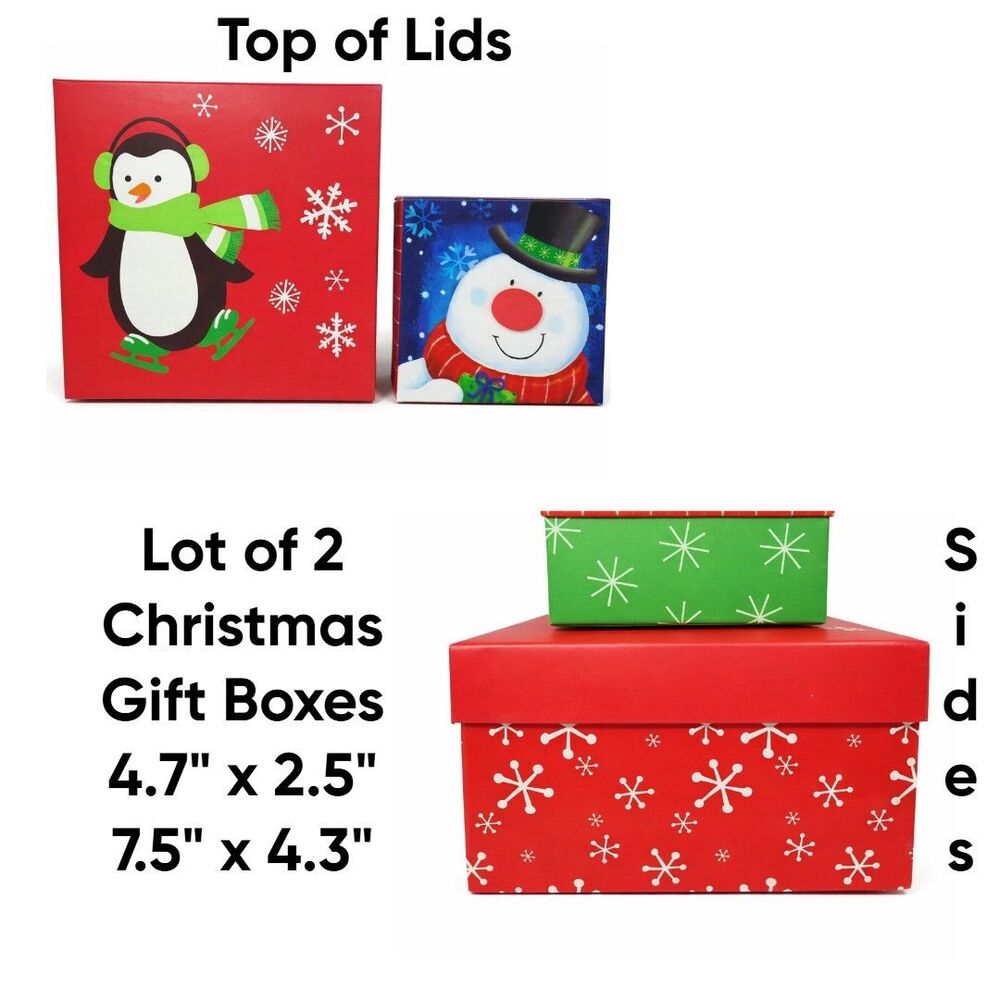2014 Christmas Penquin Snowman Snowflake Gift Boxes 4.7" X 2.5" & 7.5" X 4.3"
